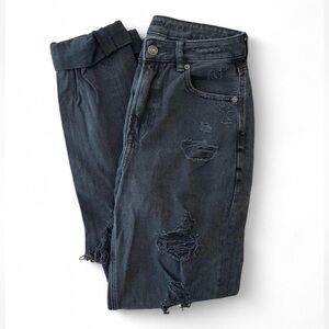 American Age Black Boyfriend Jeans Distressed Style